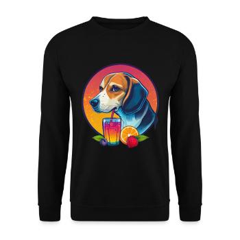 Beagle with drink and fruits - Unisex Sweatshirt - black - Front - Alina (178cm) & Michal (187cm)