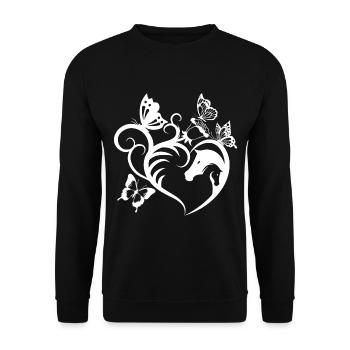 Animal Motif Chevaux Cheval Portrait Coeur Cadeau - Sweat-shirt Unisexe - noir - Devant - Alina (178cm) & Michal (187cm)