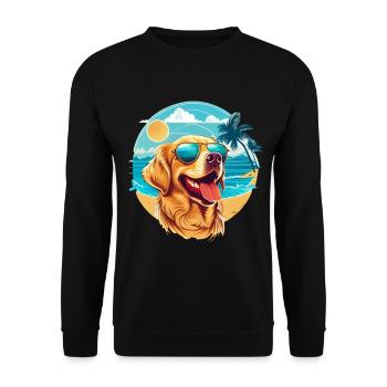 Golden retriever sur la plage avec des lunettes de soleil - Sweat-shirt Unisexe - noir - Devant - Alina (178cm) & Michal (187cm)