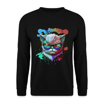 Chat maléfique avec des lunettes de soleil Amoureux des chats - Sweat-shirt Unisexe - noir - Devant - Alina (178cm) & Michal (187cm)