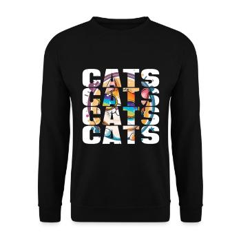 Lustige Katze mit Sonnenbrille Katzenliebhaber - Unisex Pullover - Schwarz - Vorne - Alina (178cm) & Michal (187cm)