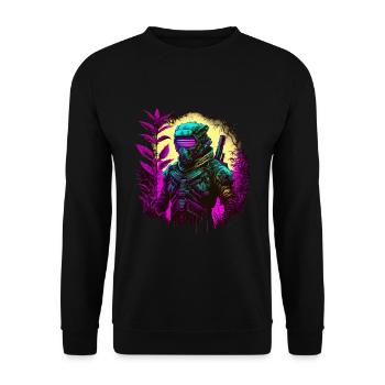 Ninja Cyber Warrior Samurai Geschenk - Unisex Pullover - Schwarz - Vorne - Alina (178cm) & Michal (187cm)