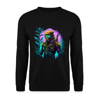 Ninja Cyber Warrior Samurai Geschenk - Unisex Pullover - Schwarz - Vorne - Alina (178cm) & Michal (187cm)