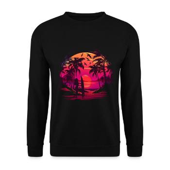 Palmiers rétro soleil vacances été - Sweat-shirt Unisexe - noir - Devant - Alina (178cm) & Michal (187cm)