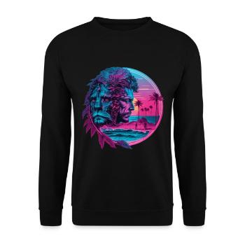 Retro Zodiac Sign Leo Horoscope - Unisex Sweatshirt - black - Front - Alina (178cm) & Michal (187cm)