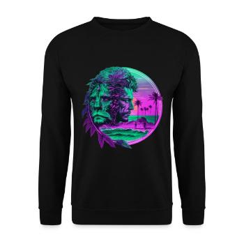 Zodiaque rétro Horoscope Lion - Sweat-shirt Unisexe - noir - Devant - Alina (178cm) & Michal (187cm)