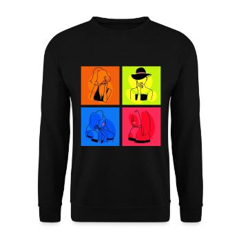 Minimalist Lineart Women Face Line Art - Unisex Sweatshirt - black - Front - Alina (178cm) & Michal (187cm)