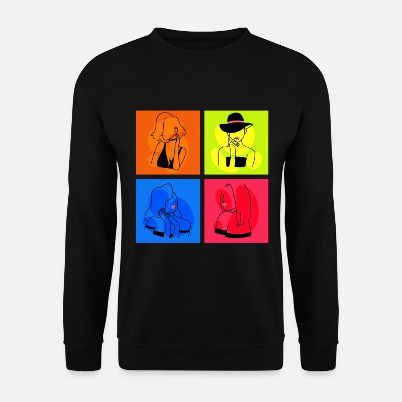 Minimalistische Lineart Frauen Gesicht Linie Kunst - Unisex Pullover - Schwarz