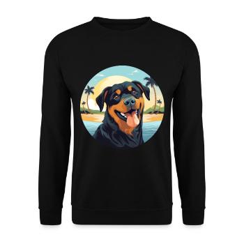 Rottweiler dog on the beach - Unisex Sweatshirt - black - Front - Alina (178cm) & Michal (187cm)
