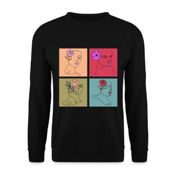 Minimalist Lineart Women Face Art - Unisex Sweatshirt - black - Front - Alina (178cm) & Michal (187cm)