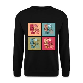 Minimalist Lineart Women Face Art - Unisex Sweatshirt - black - Front - Alina (178cm) & Michal (187cm)