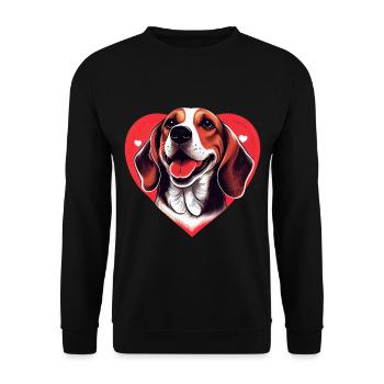 happy Beagle Dog mit Herz - Unisex Pullover - Schwarz - Vorne - Alina (178cm) & Michal (187cm)