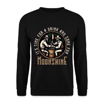 Moonshine Moonshiners Whiskey Lovers - Unisex Sweatshirt - black - Front - Alina (178cm) & Michal (187cm)