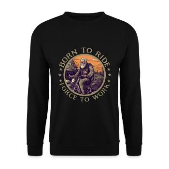 Cooler alter Biker Opa - Motorrad Opa Geschenkidee - Unisex Pullover - Schwarz - Vorne - Alina (178cm) & Michal (187cm)