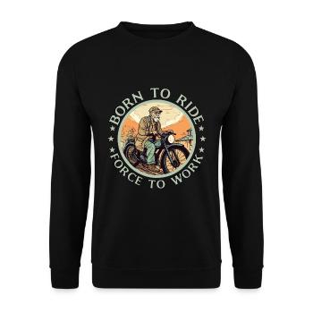 Cooler alter Biker Opa - Motorrad Opa - Unisex Pullover - Schwarz - Vorne - Alina (178cm) & Michal (187cm)