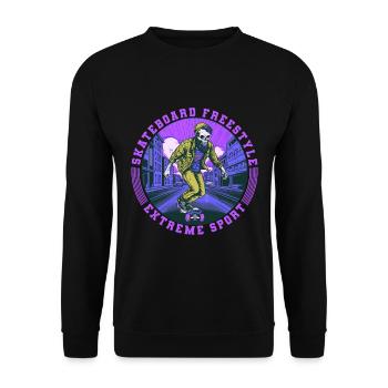 Cool Skull Skeleton Skateboard Skater - Unisex Sweatshirt - black - Front - Alina (178cm) & Michal (187cm)