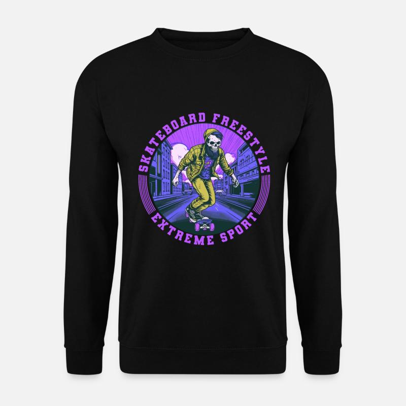 Cool Skull Skeleton Skateboard Skater - Unisex Sweatshirt - black