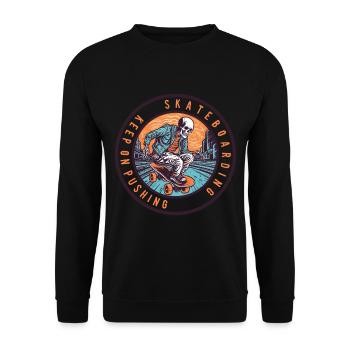 Skull Skeleton Skateboard Skater - Unisex Sweatshirt - black - Front - Alina (178cm) & Michal (187cm)