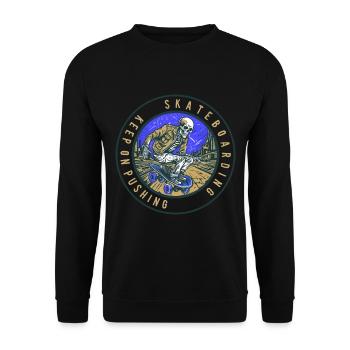 Skull Skeleton Skateboard Skater Gift - Unisex Sweatshirt - black - Front - Alina (178cm) & Michal (187cm)