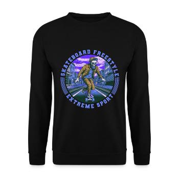 Cool Skull Skeleton Skateboard Skater - Unisex Sweatshirt - black - Front - Alina (178cm) & Michal (187cm)