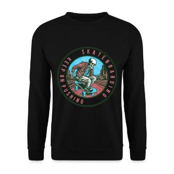Skull Skeleton Skateboard Skater - Unisex Sweatshirt - black - Front - Alina (178cm) & Michal (187cm)