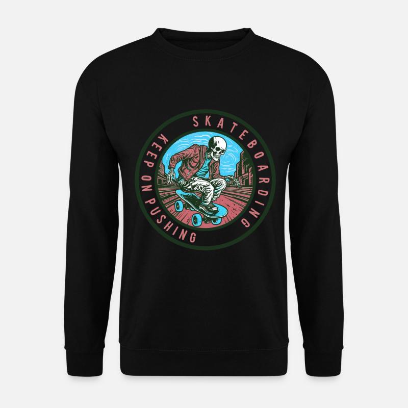 Skull Skeleton Skateboard Skater - Sweat-shirt Unisexe - noir