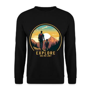 Wandern Wanderer Vater und Sohn Vatertag Geschenk - Unisex Pullover - Schwarz - Vorne - Alina (178cm) & Michal (187cm)