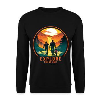 Wandern Wanderer Vater und Sohn Vatertag Geschenk - Unisex Pullover - Schwarz - Vorne - Alina (178cm) & Michal (187cm)