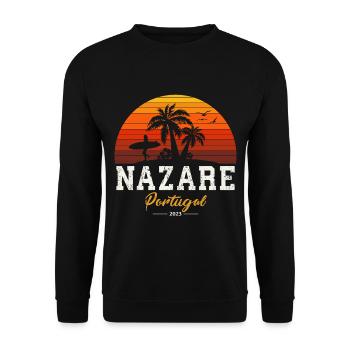 Retro Nazare Surfer Girl Portugal - Sweat-shirt Unisexe - noir - Devant - Alina (178cm) & Michal (187cm)