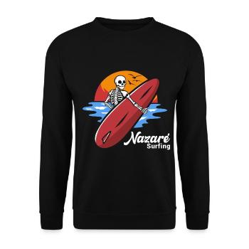 Nazare Surfing Portugal - Unisex Sweatshirt - black - Front - Alina (178cm) & Michal (187cm)