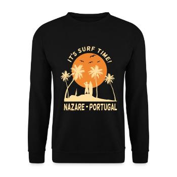 Nazare Portugal It's Surf Time Surfing Surfer - Unisex Sweatshirt - black - Front - Alina (178cm) & Michal (187cm)