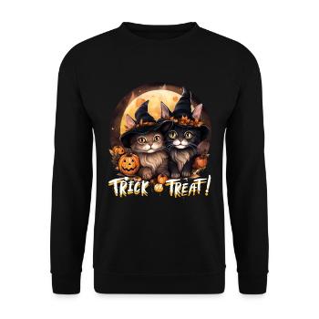 Halloween Trick or Treat Cute Cats Baby's - Unisex Sweatshirt - black - Front - Alina (178cm) & Michal (187cm)