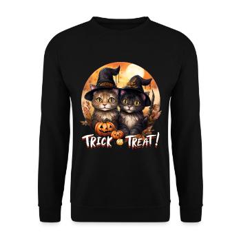 Halloween Trick or Treat Cute Cats - Unisex Sweatshirt - black - Front - Alina (178cm) & Michal (187cm)