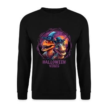 Halloween Vibes Dinosaur Velociraptor Dino - Unisex Sweatshirt - black - Front - Alina (178cm) & Michal (187cm)