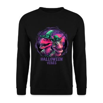 Halloween Dinosaur Velociraptor Dino - Unisex Sweatshirt - black - Front - Alina (178cm) & Michal (187cm)