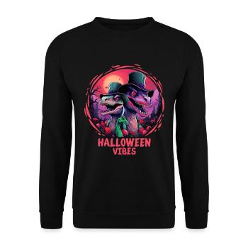 Halloween Dinosaur Velociraptor Dino Lizard - Unisex Sweatshirt - black - Front - Alina (178cm) & Michal (187cm)
