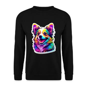 Happy Dog Psychédélique - Sweat-shirt Unisexe - noir - Devant - Alina (178cm) & Michal (187cm)