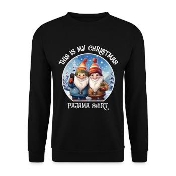 Gnome Dwarves Christmas Pajama - Unisex Sweatshirt - black - Front - Alina (178cm) & Michal (187cm)