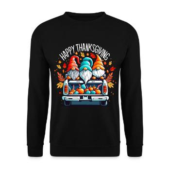 Happy Thanksgiving Dwarves Gnomes Gnomes - Unisex Sweatshirt - black - Front - Alina (178cm) & Michal (187cm)