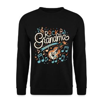 Rock Grand-mère Grand-mère Grand-mère Mamie mélomane - Sweat-shirt Unisexe - noir - Devant - Alina (178cm) & Michal (187cm)