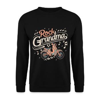 Rock Grand-mère Grand-mère Grand-mère Mamie mélomane - Sweat-shirt Unisexe - noir - Devant - Alina (178cm) & Michal (187cm)