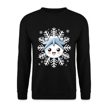Cadeau mignon drôle de flocon de neige d’hiver Kawaii - Sweat-shirt Unisexe - noir - Devant - Alina (178cm) & Michal (187cm)