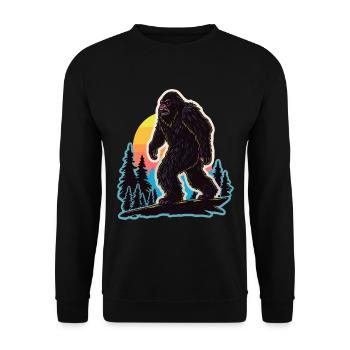 Bigfoot Yeti Halloween Nachtkostüm Waldhügel - Unisex Pullover - Schwarz - Vorne - Alina (178cm) & Michal (187cm)