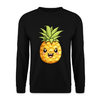 Cute Funny Pineapple Summer Kawaii Gift - Unisex Sweatshirt - black - Front - Alina (178cm) & Michal (187cm)
