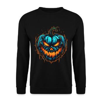 Gruseliger Bunter Halloween Kürbis - Unisex Pullover - Schwarz - Vorne - Alina (178cm) & Michal (187cm)