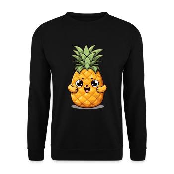 Süße lustige Ananas Sommer Kawaii Geschenk - Unisex Pullover - Schwarz - Vorne - Alina (178cm) & Michal (187cm)