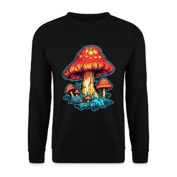 Toadstool Mushroom Mushroom Picker - Unisex Sweatshirt - black - Front - Alina (178cm) & Michal (187cm)