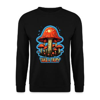 Take A Trip Toadstool Mushroom Mushroom Picker - Unisex Sweatshirt - black - Front - Alina (178cm) & Michal (187cm)