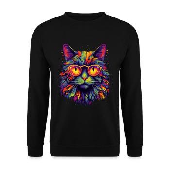 Chat coloré avec des lunettes - Sweat-shirt Unisexe - noir - Devant - Alina (178cm) & Michal (187cm)