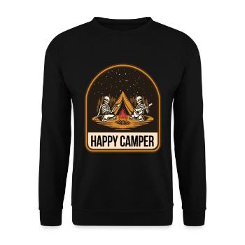 Happy Camper Skeleton Tente de feu de camp - Sweat-shirt Unisexe - noir - Devant - Alina (178cm) & Michal (187cm)